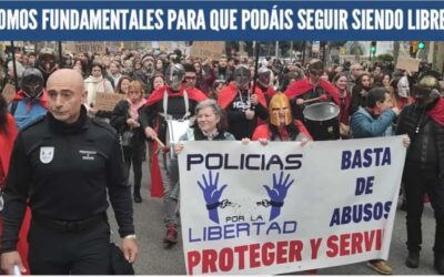 Intervención Policías por la Libertad en Manifestación Barcelona 19 marzo 2022 Plaza Catalunya