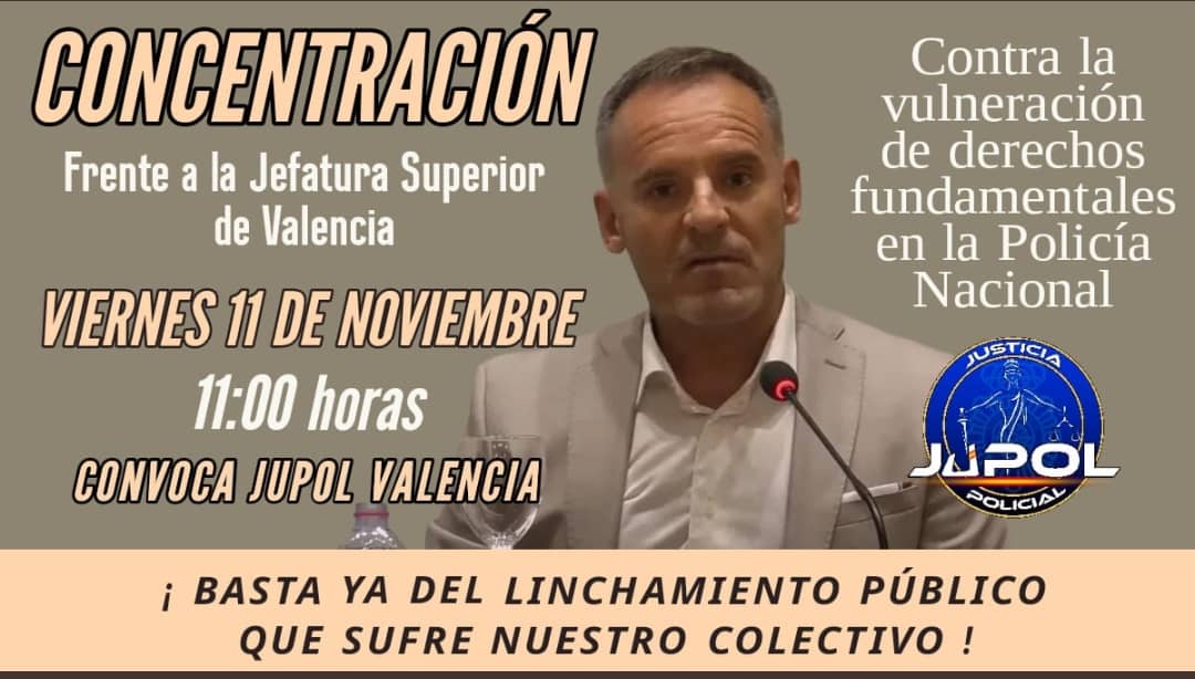 Todos con Ricardo Ferris en la Concentración frente Jefatura Superior de Valencia