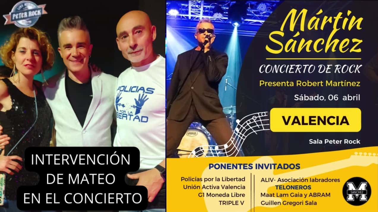 Intervención de Mateo en el Concierto de Martín Sánchez en Valencia 06/04/24 · Vídeos · Manifestaciones · Policías por la Libertad Intervención de Mateo en el Concierto de Martín Sánchez en Valencia 06/04/24 · Vídeos · Manifestaciones · Policías por la Libertad